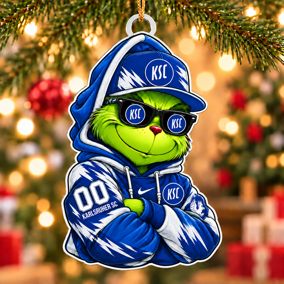 Karlsruher SC Funny Green Guy Christmas Ornament, Acrylic Xmas Tree Hanging Decor