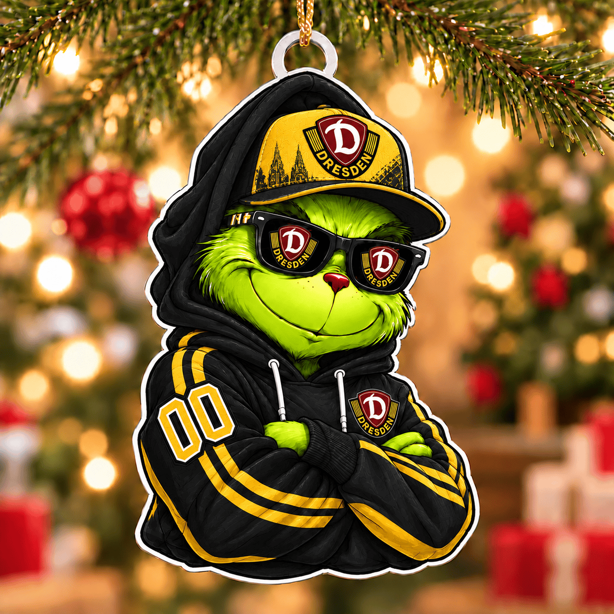 Dynamo Dresden Funny Green Guy Christmas Ornament, Acrylic Xmas Tree Hanging Decor