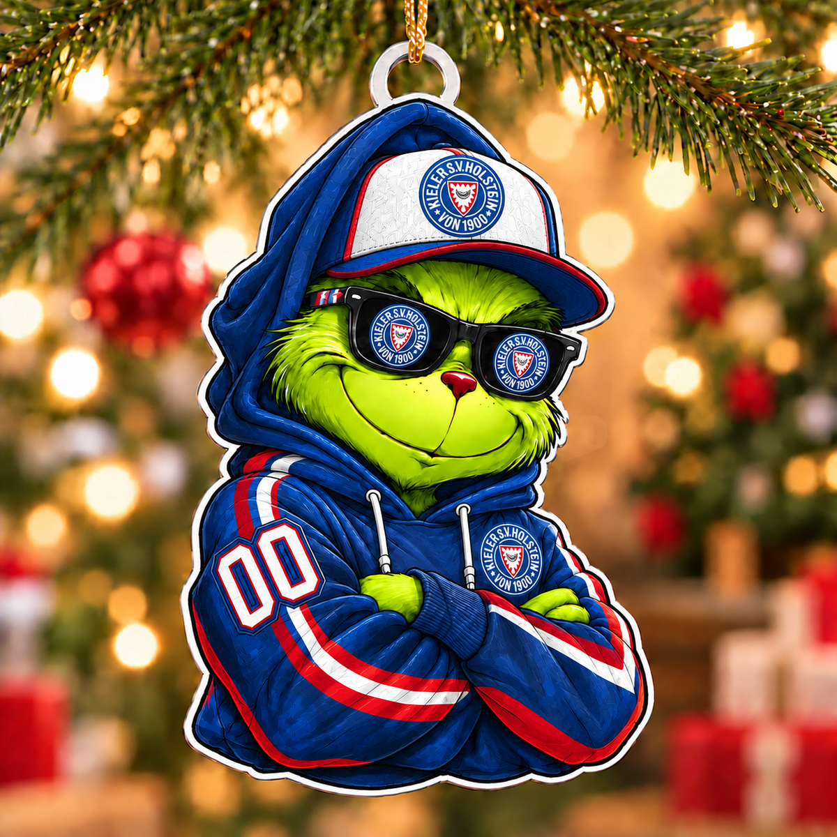 Holstein Kiel Funny Green Guy Christmas Ornament, Acrylic Xmas Tree Hanging Decor