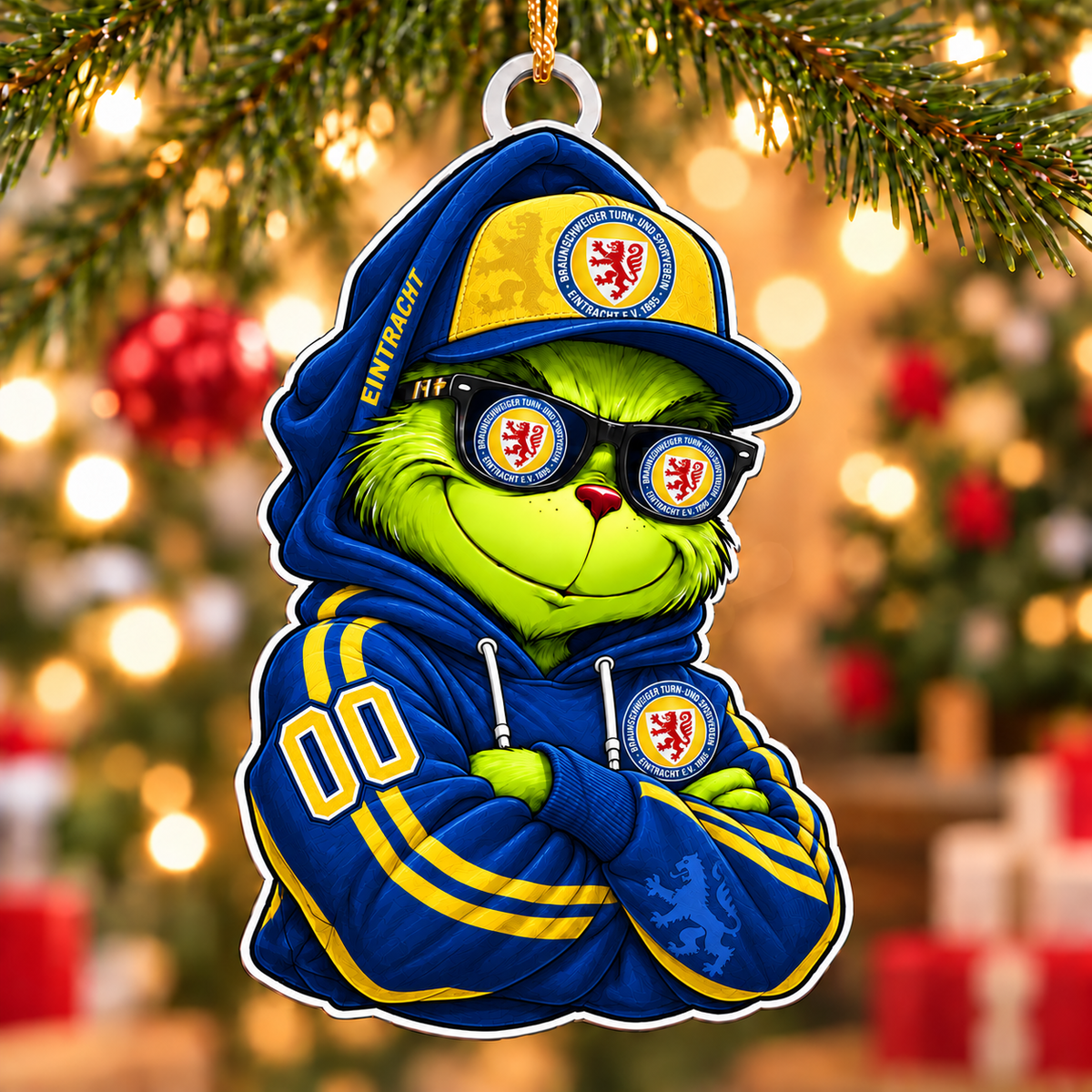 Eintracht Braunschweig Funny Green Guy Christmas Ornament, Acrylic Xmas Tree Hanging Decor