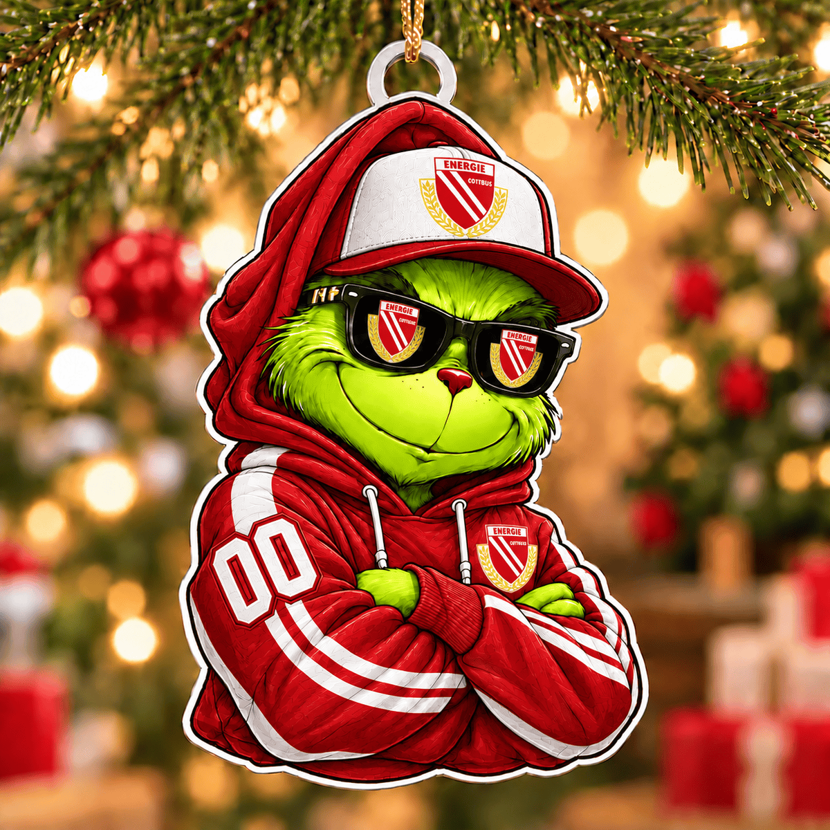 Energie Cottbus Funny Green Guy Christmas Ornament, Acrylic Xmas Tree Hanging Decor