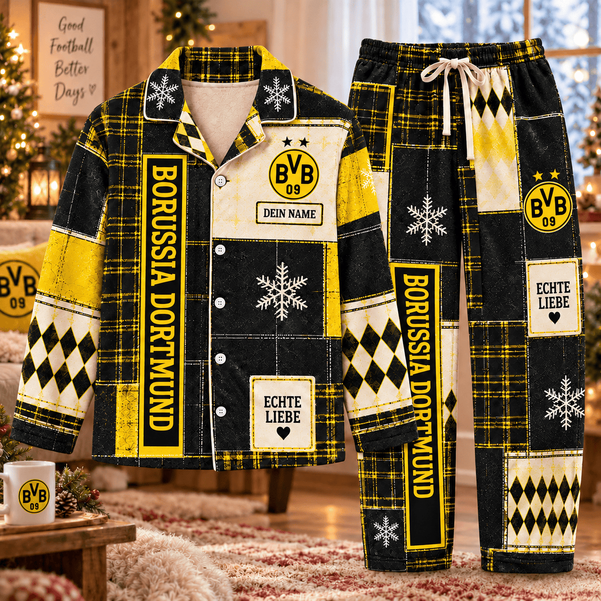 Borussia Dortmund Long Pajamas Full Set For Fan