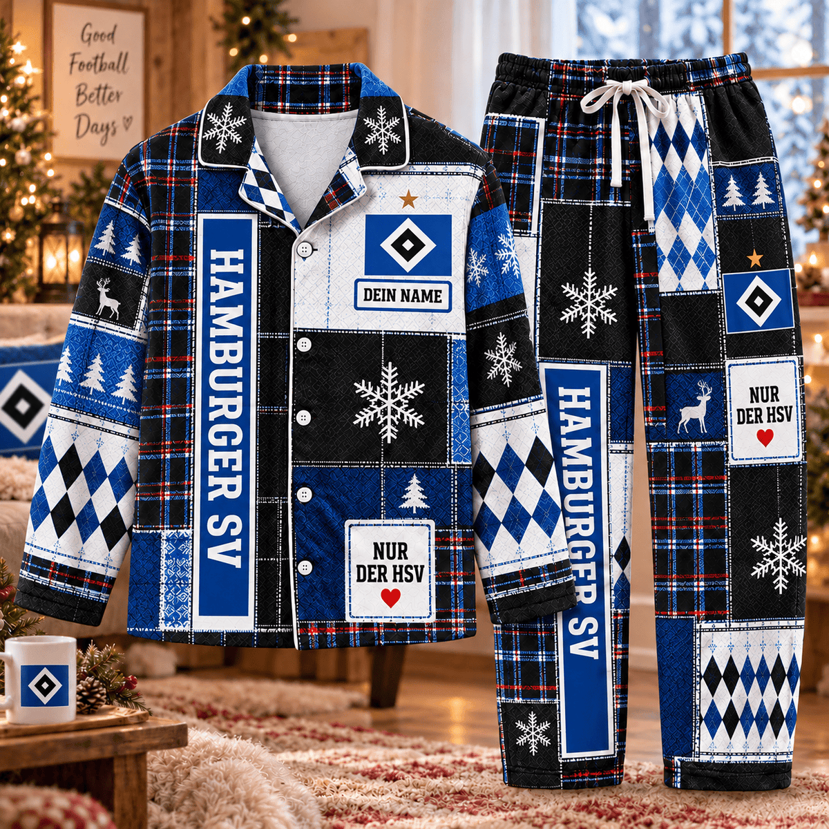 Hamburger SV Long Pajamas Full Set For Fan