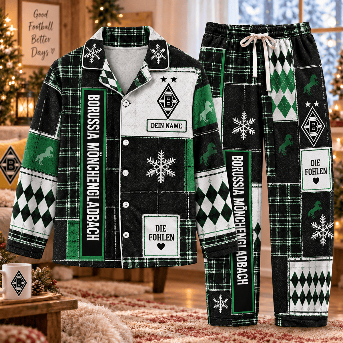Borussia Mönchengladbach Long Pajamas Full Set For Fan