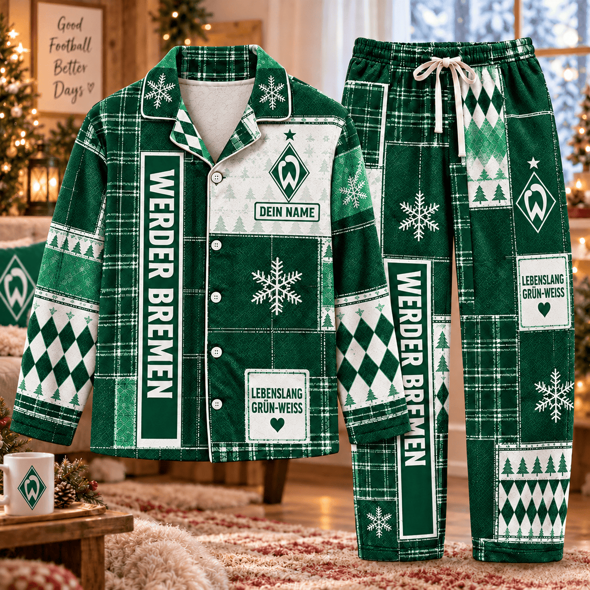 Werder Bremen Long Pajamas Full Set For Fan
