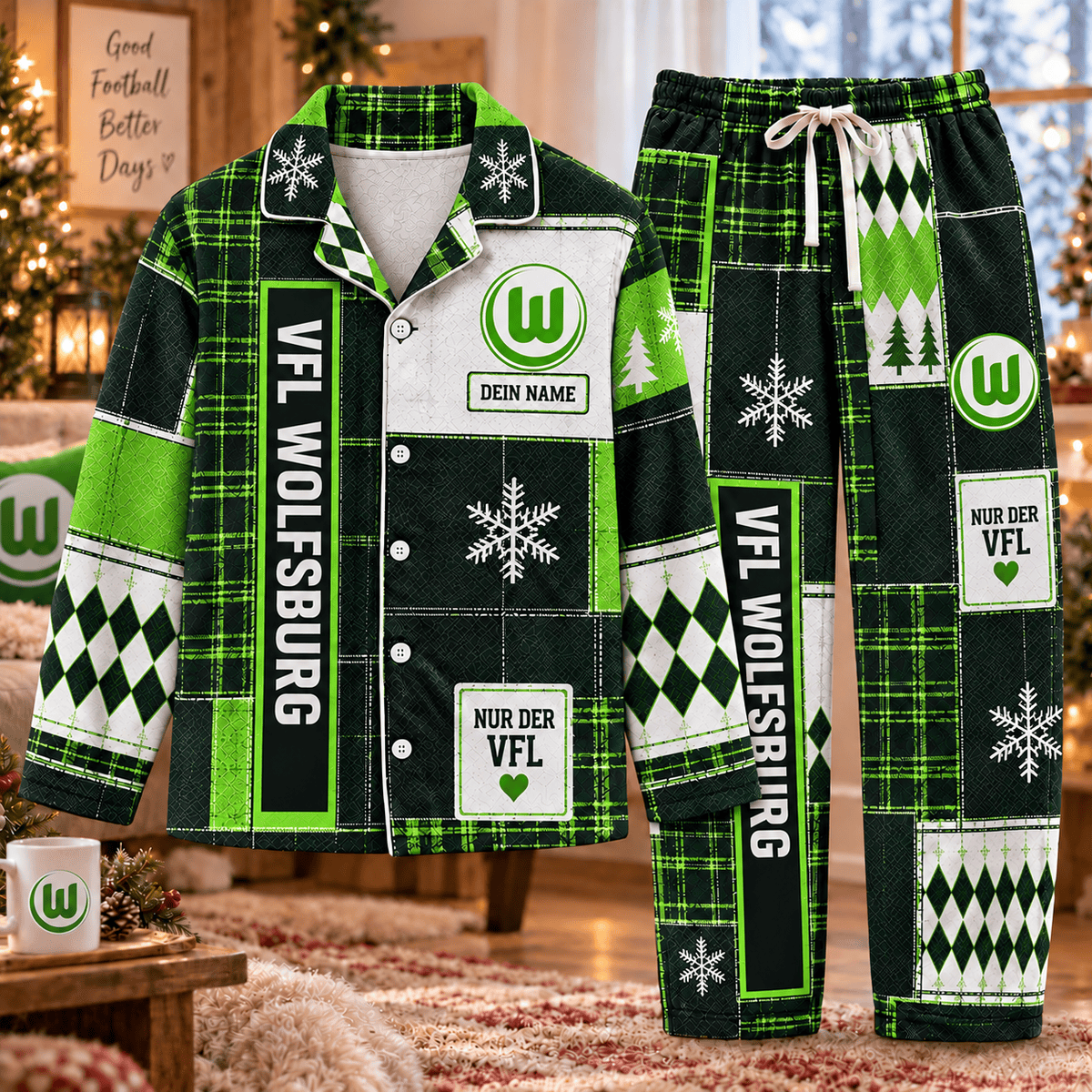 VfL Wolfsburg Long Pajamas Full Set For Fan