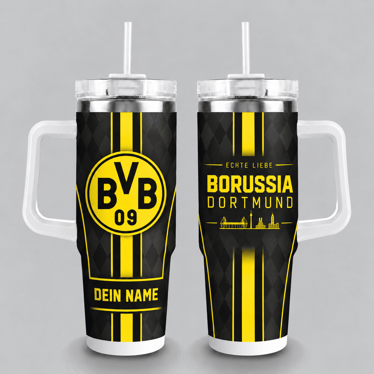 Borussia Dortmund 40oz Stainless Steel Tumbler with Straw