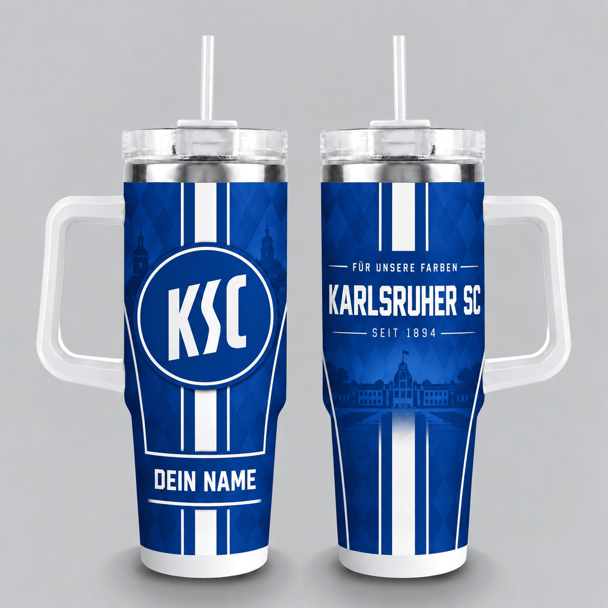 Karlsruher SC 40oz Stainless Steel Tumbler with Straw