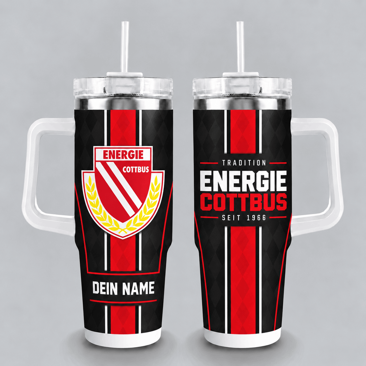 Energie Cottbus 40oz Stainless Steel Tumbler with Straw