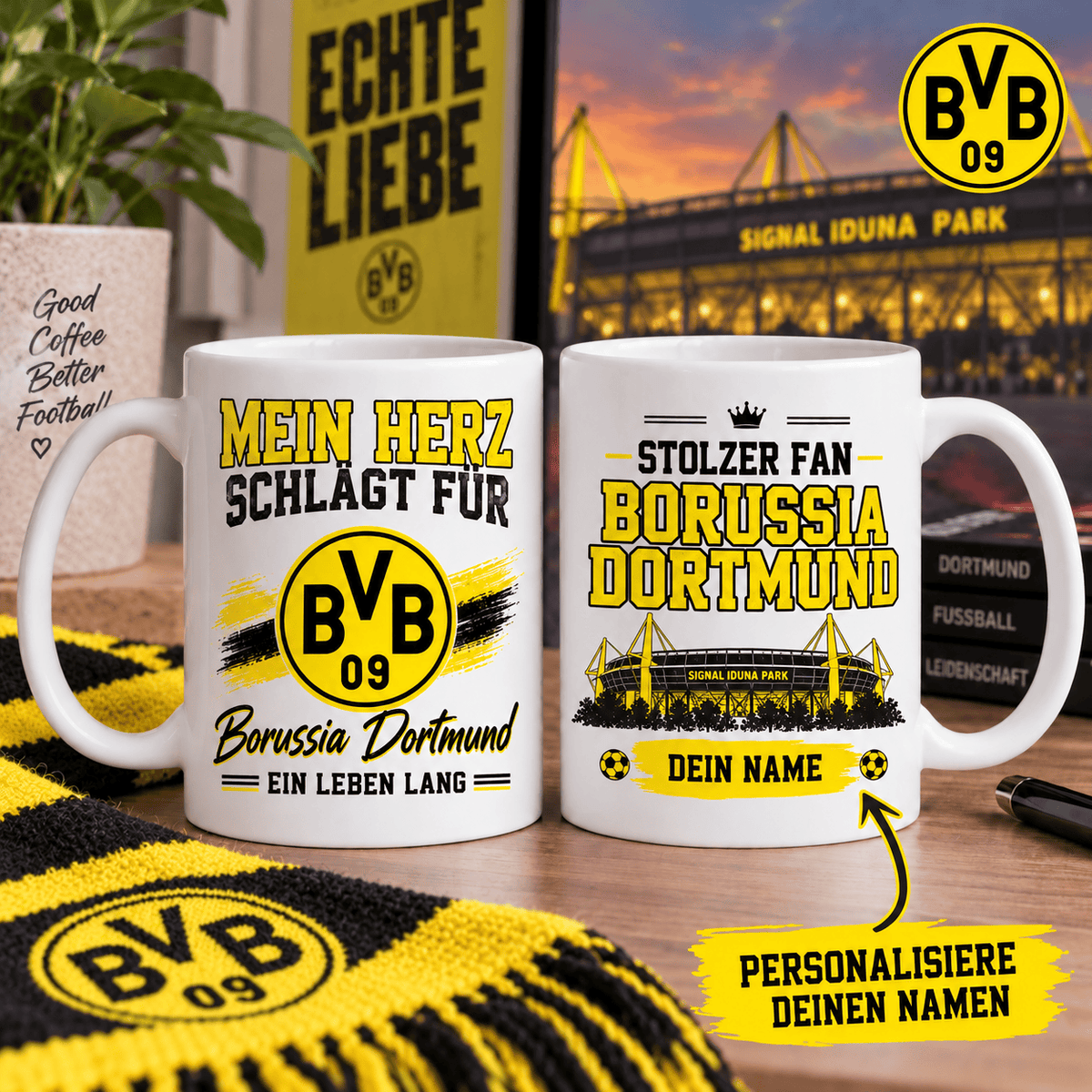 Borussia Dortmund Custom Name Fan Coffee Mug
