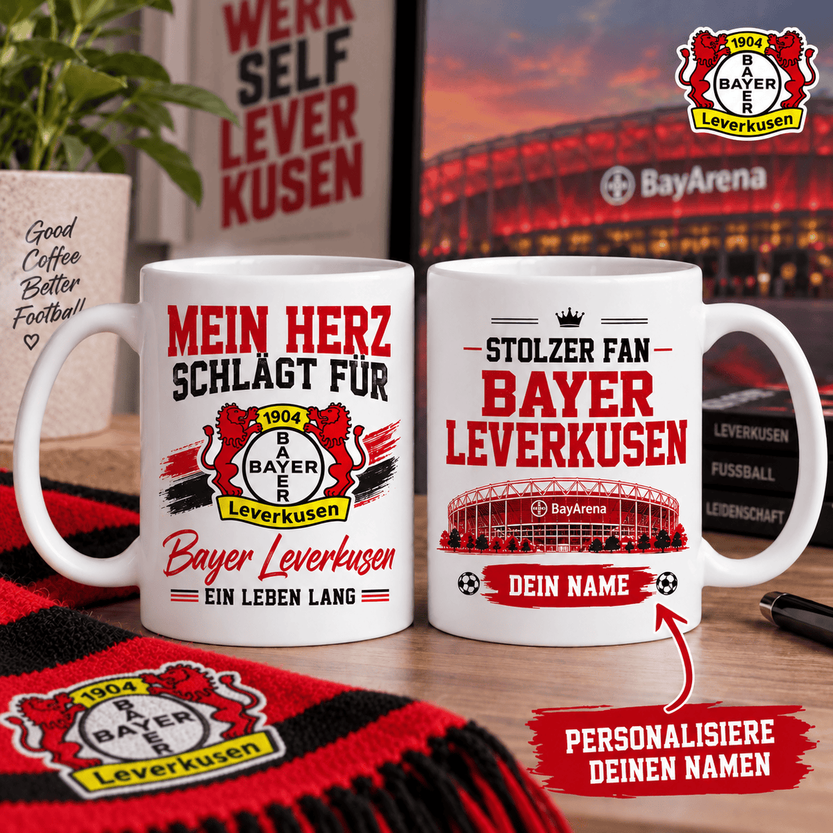 Bayer Leverkusen Custom Name Fan Coffee Mug