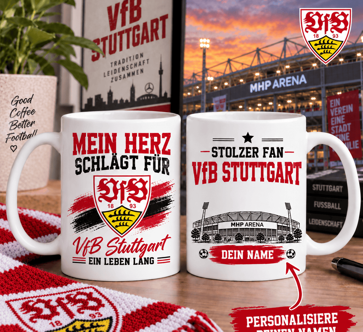 VfB Stuttgart Custom Name Fan Coffee Mug