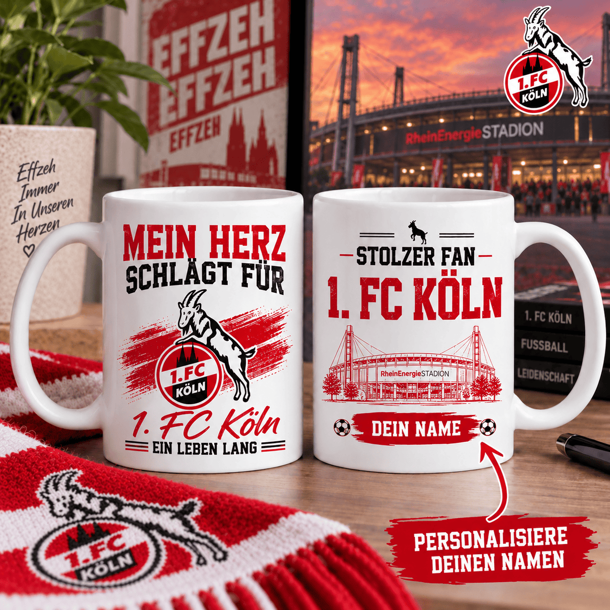 1. FC Köln Custom Name Fan Coffee Mug