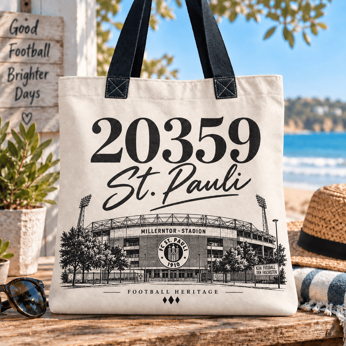FC St. Pauli Football Heritage Canvas Tote Bag