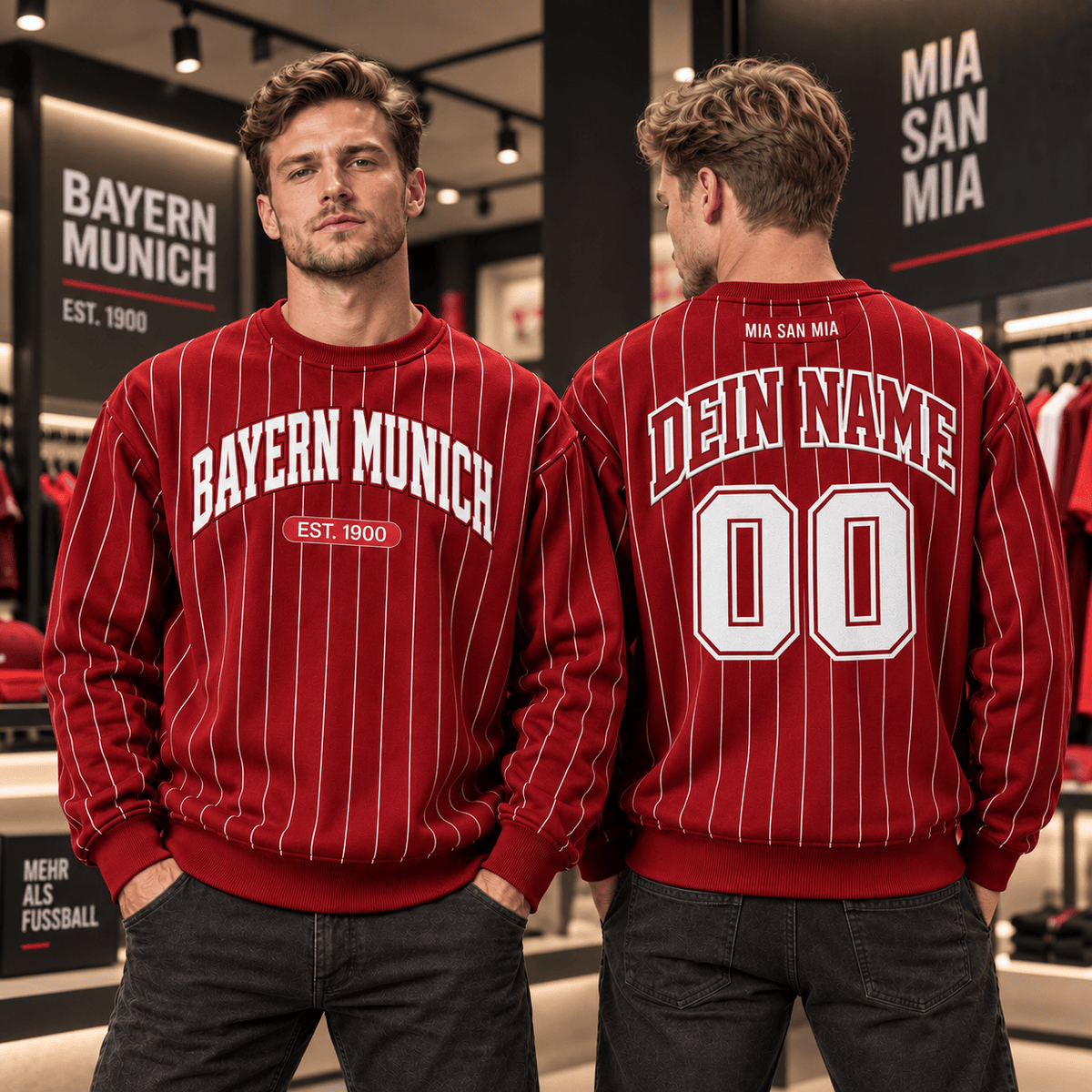 Bayern Munich Personalized Pinstripe Crewneck Sweatshirt