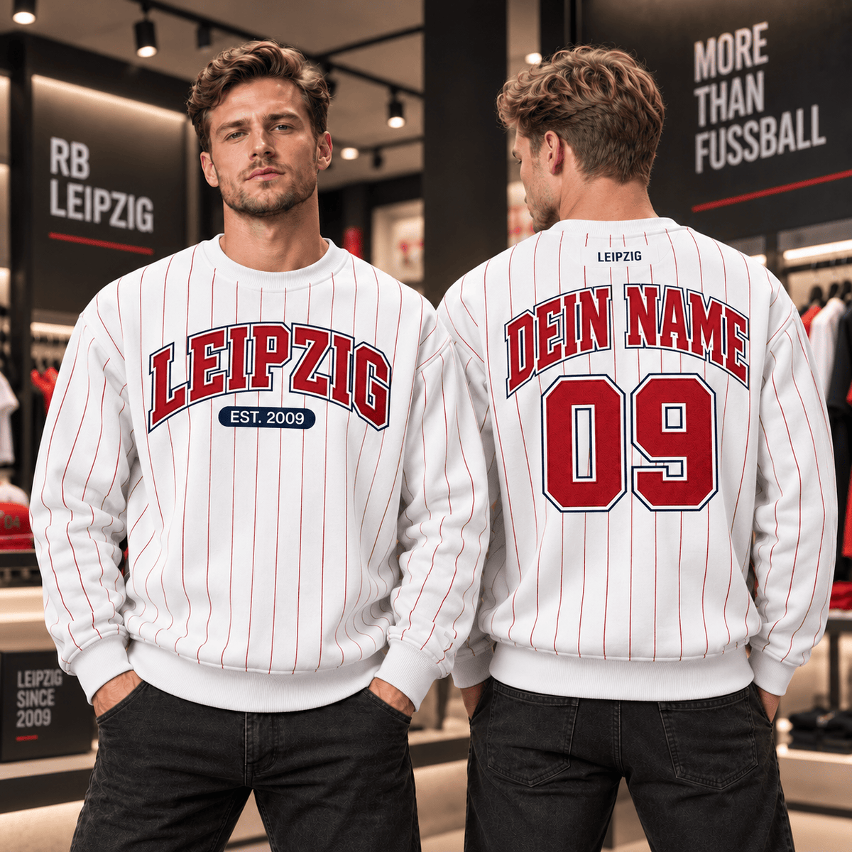 RB Leipzig Personalized Pinstripe Crewneck Sweatshirt