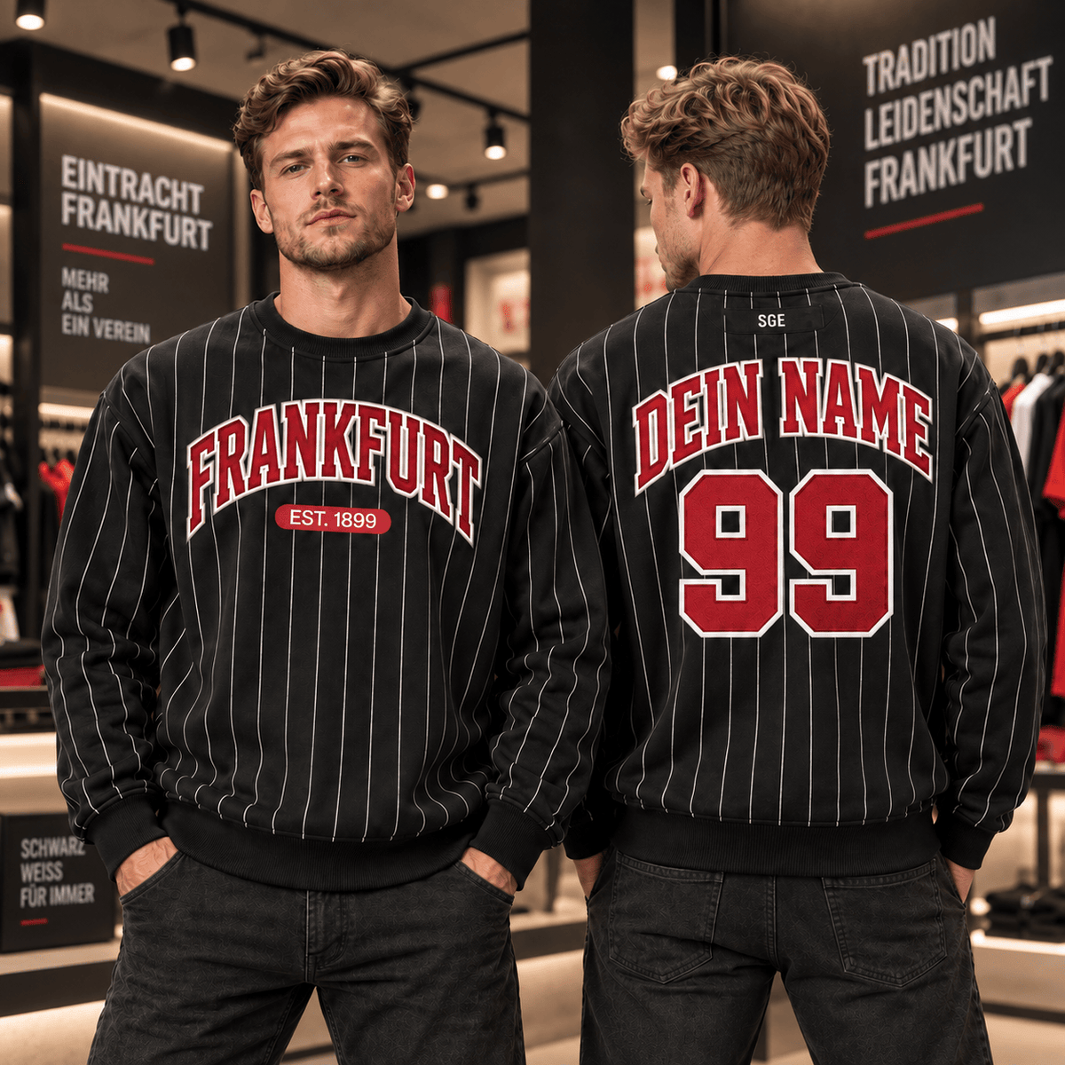 Eintracht Frankfurt Personalized Pinstripe Crewneck Sweatshirt