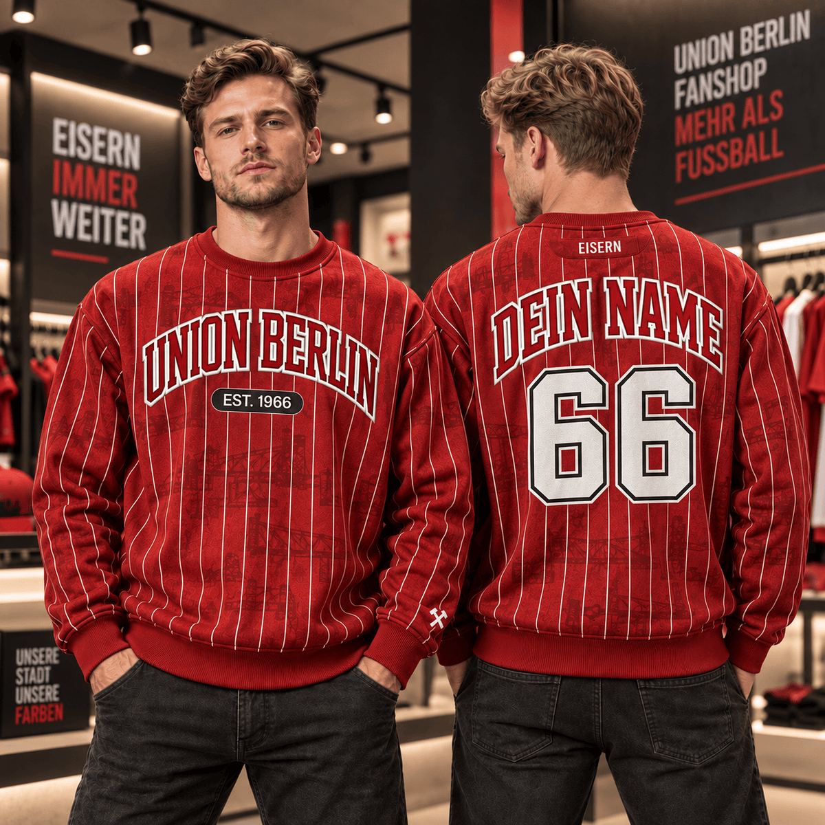 Union Berlin Personalized Pinstripe Crewneck Sweatshirt