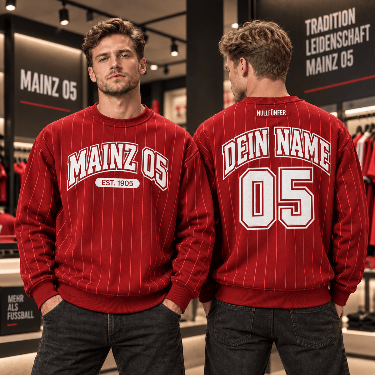Mainz 05 Personalized Pinstripe Crewneck Sweatshirt
