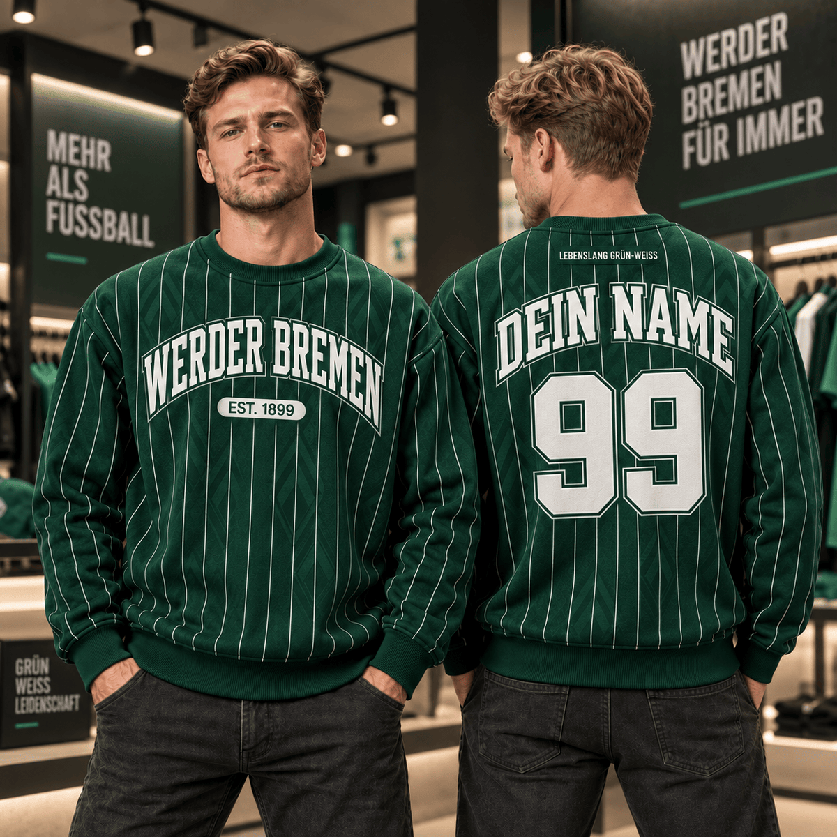 Werder Bremen Personalized Pinstripe Crewneck Sweatshirt