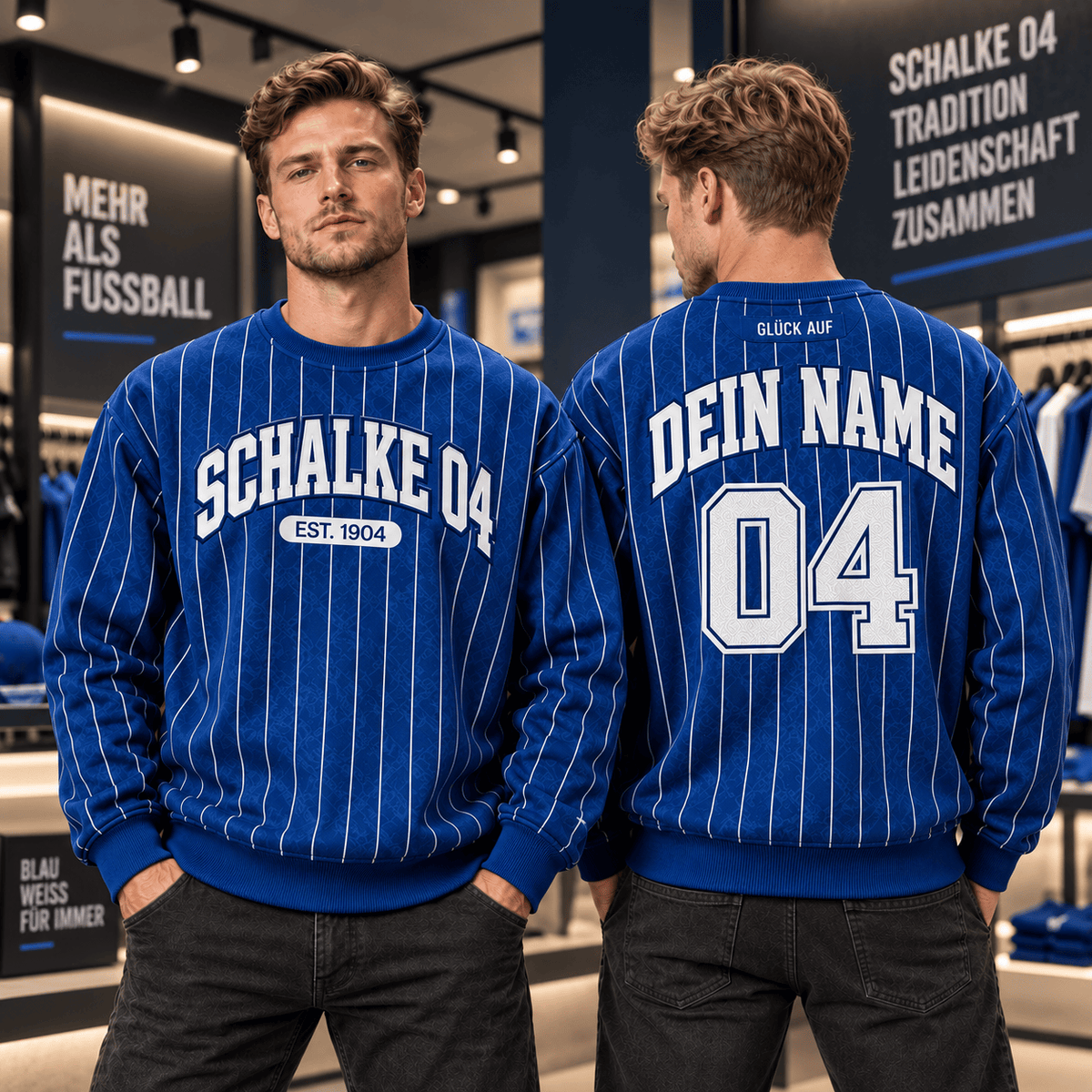 Schalke 04 Personalized Pinstripe Crewneck Sweatshirt
