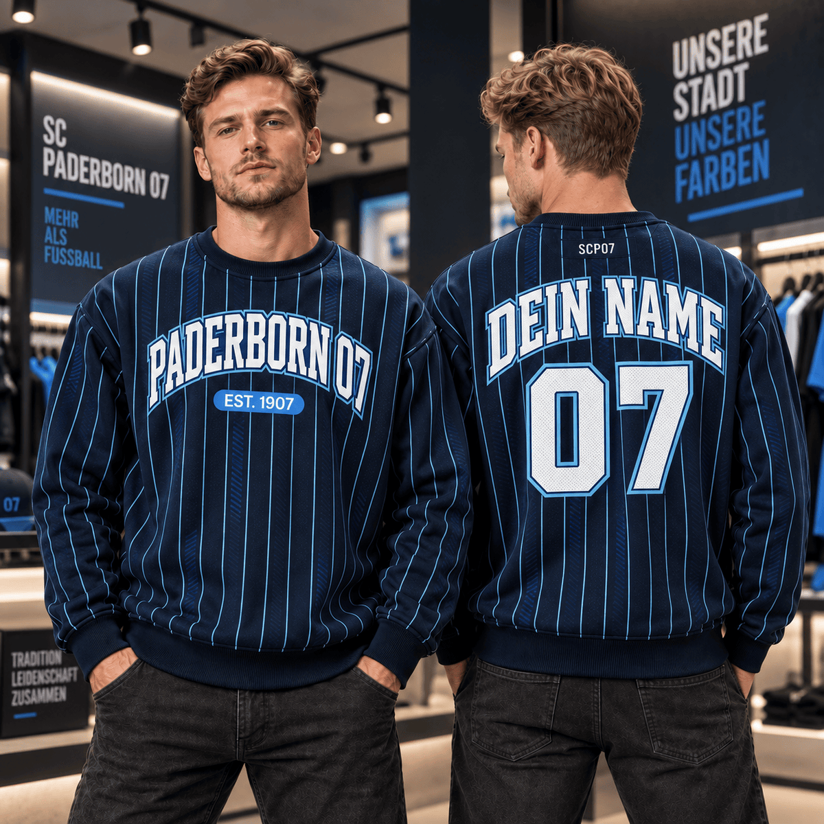 SC Paderborn 07 Personalized Pinstripe Crewneck Sweatshirt