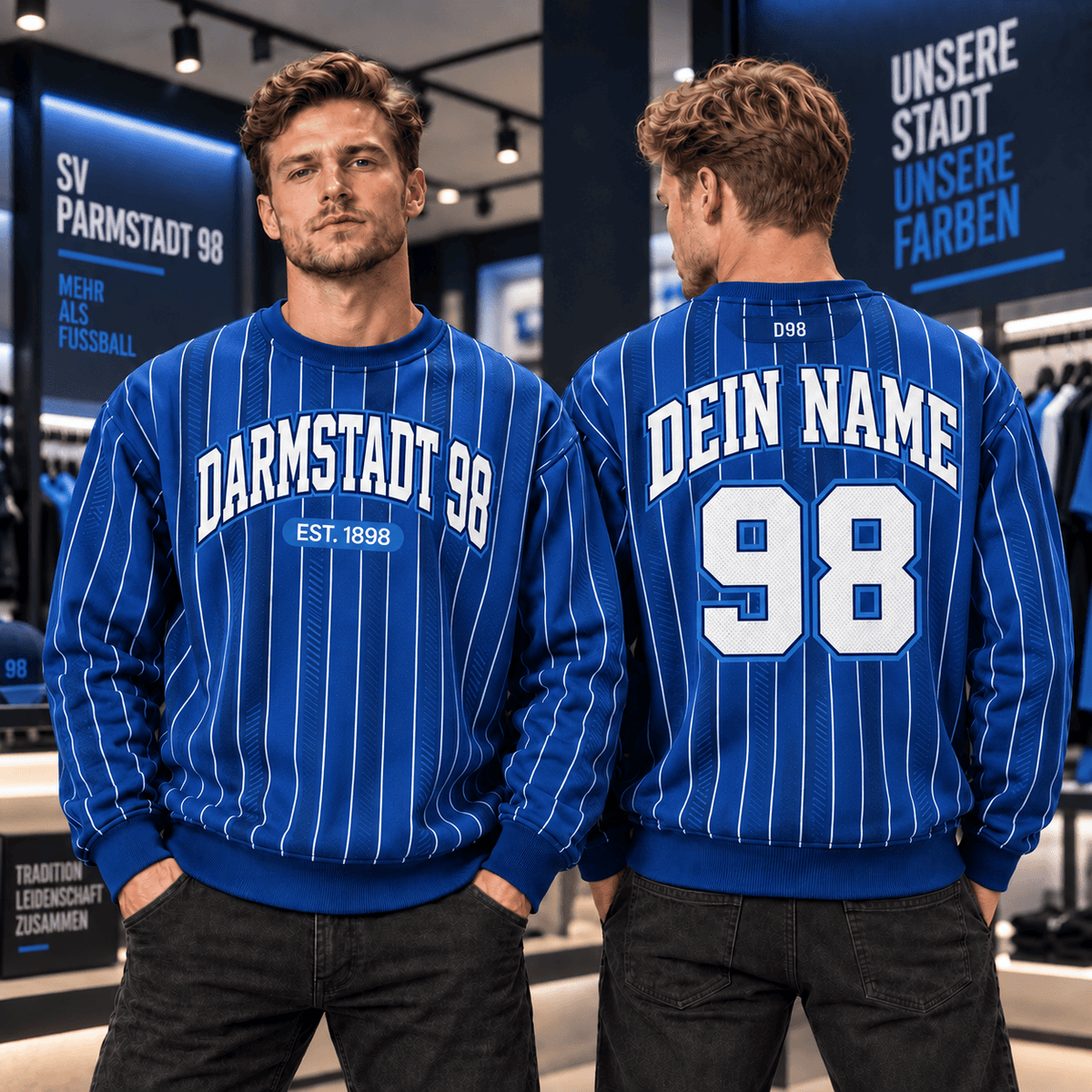 SV Darmstadt 98 Personalized Pinstripe Crewneck Sweatshirt