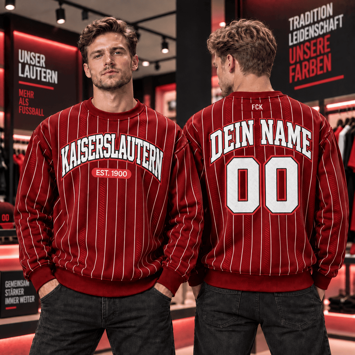 FC Kaiserslautern Personalized Pinstripe Crewneck Sweatshirt