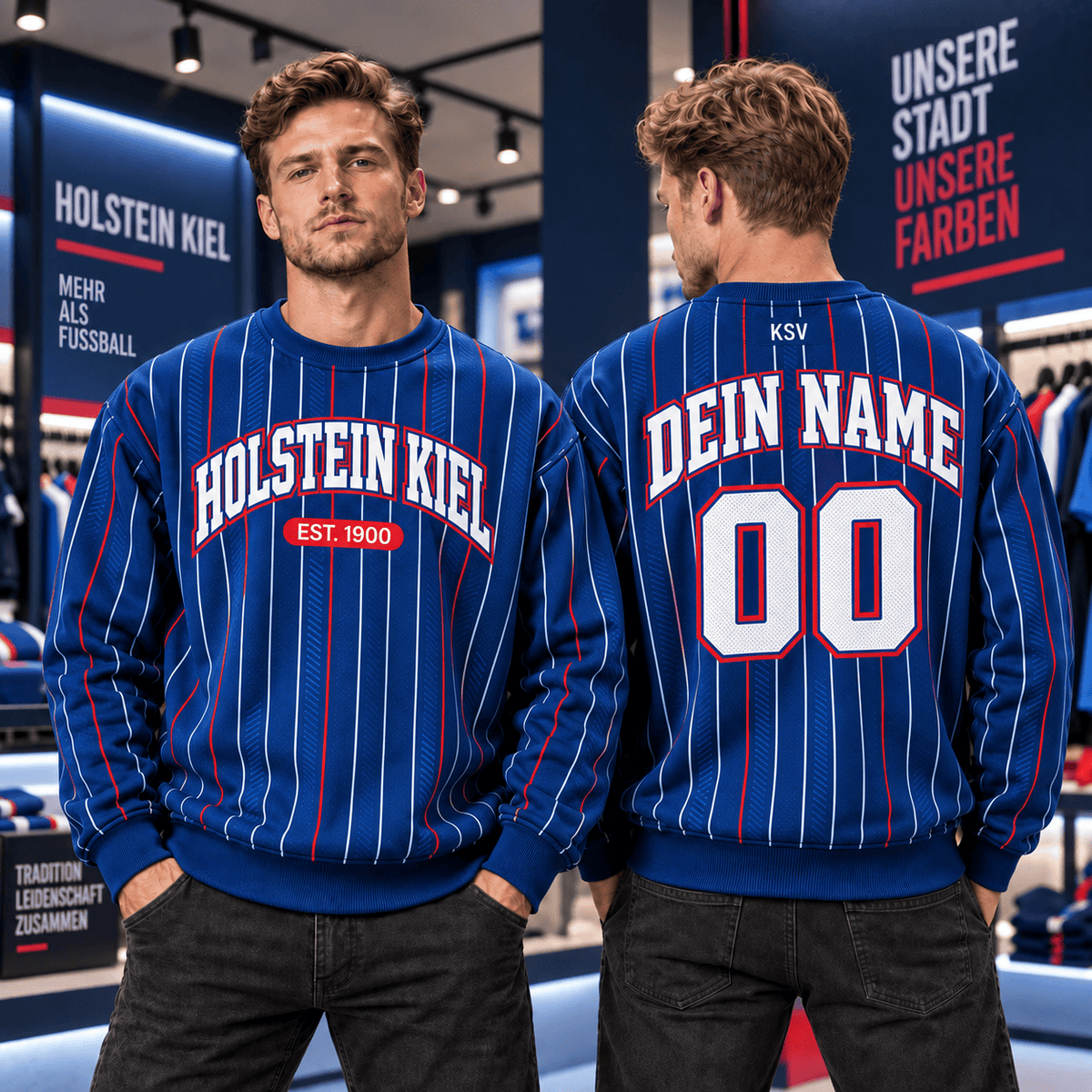 Holstein Kiel Personalized Pinstripe Crewneck Sweatshirt