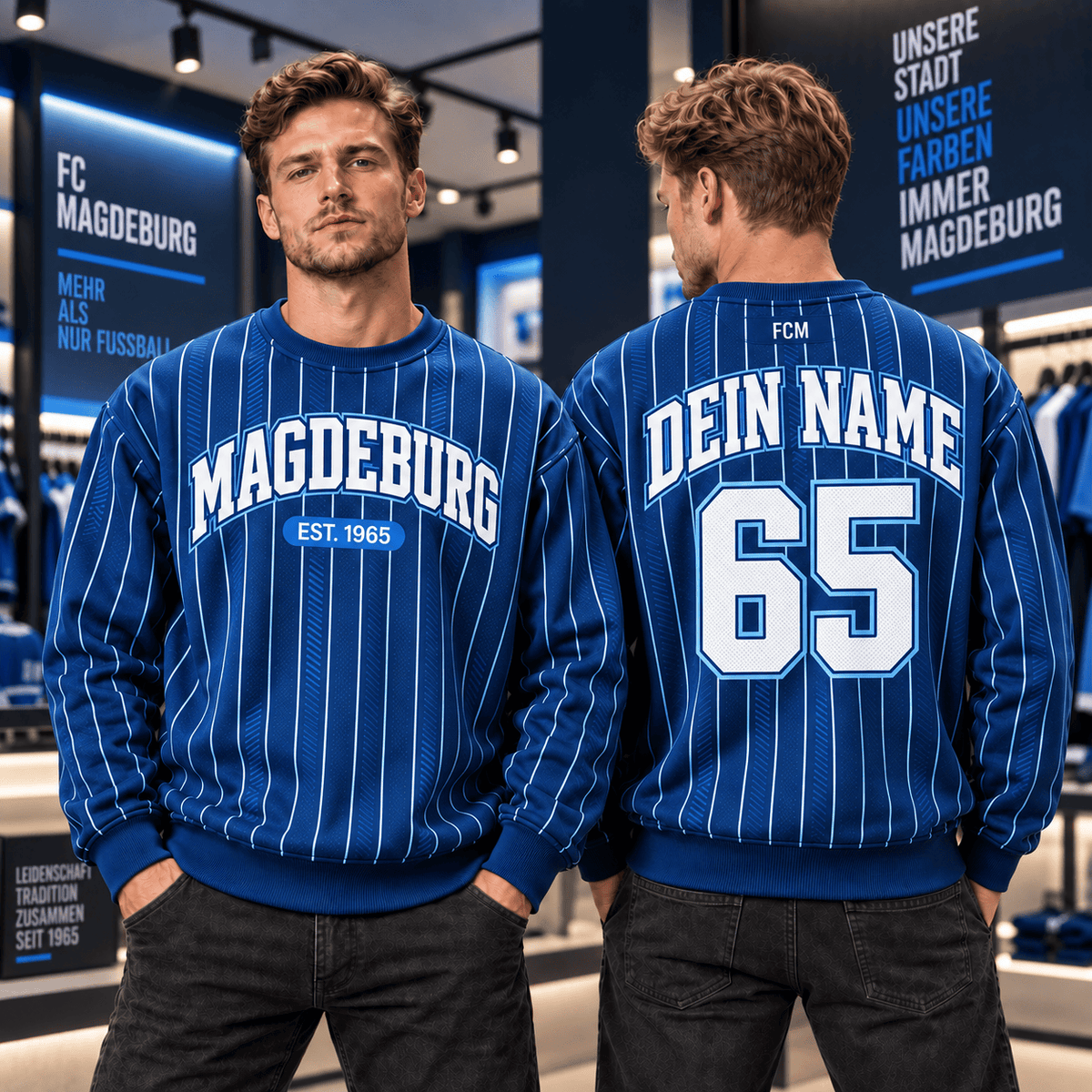 FC Magdeburg Personalized Pinstripe Crewneck Sweatshirt