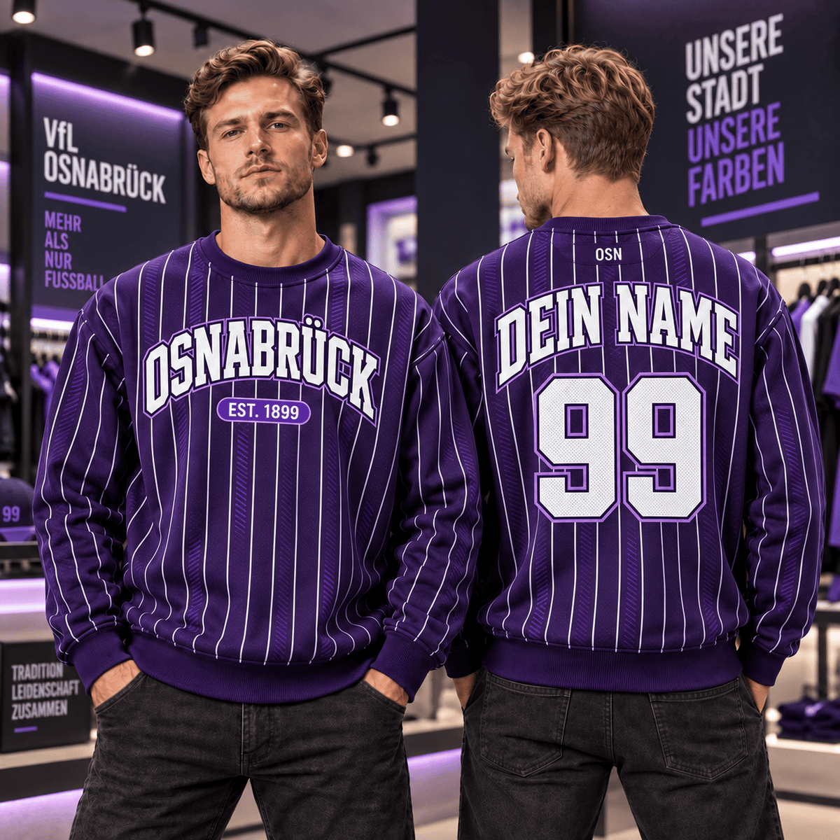 VfL Osnabrück Personalized Pinstripe Crewneck Sweatshirt