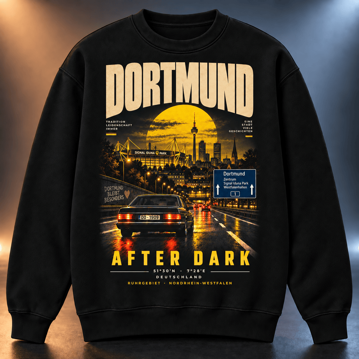 Borussia Dortmund After Dark Sweatshirt – Vintage Cityscape Crewneck