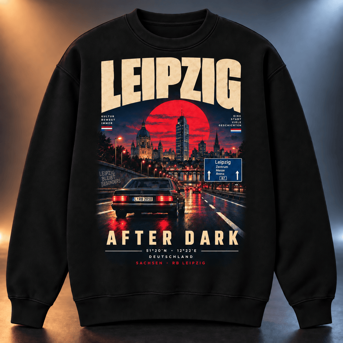 RB Leipzig After Dark Sweatshirt – Vintage Cityscape Crewneck