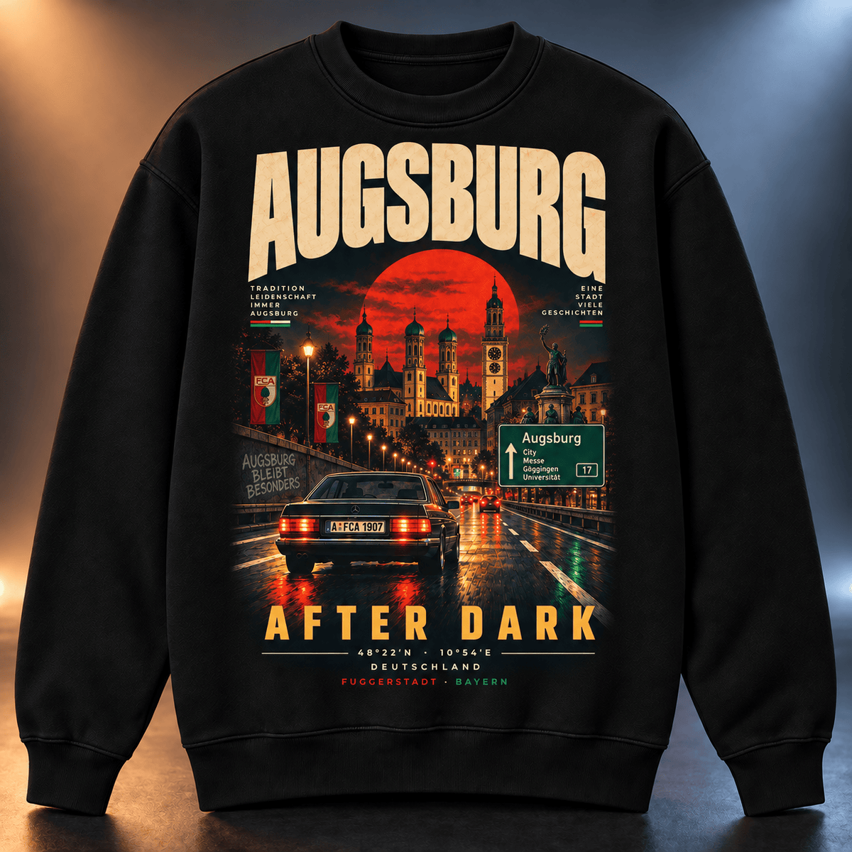 FC Augsburg After Dark Sweatshirt – Vintage Cityscape Crewneck