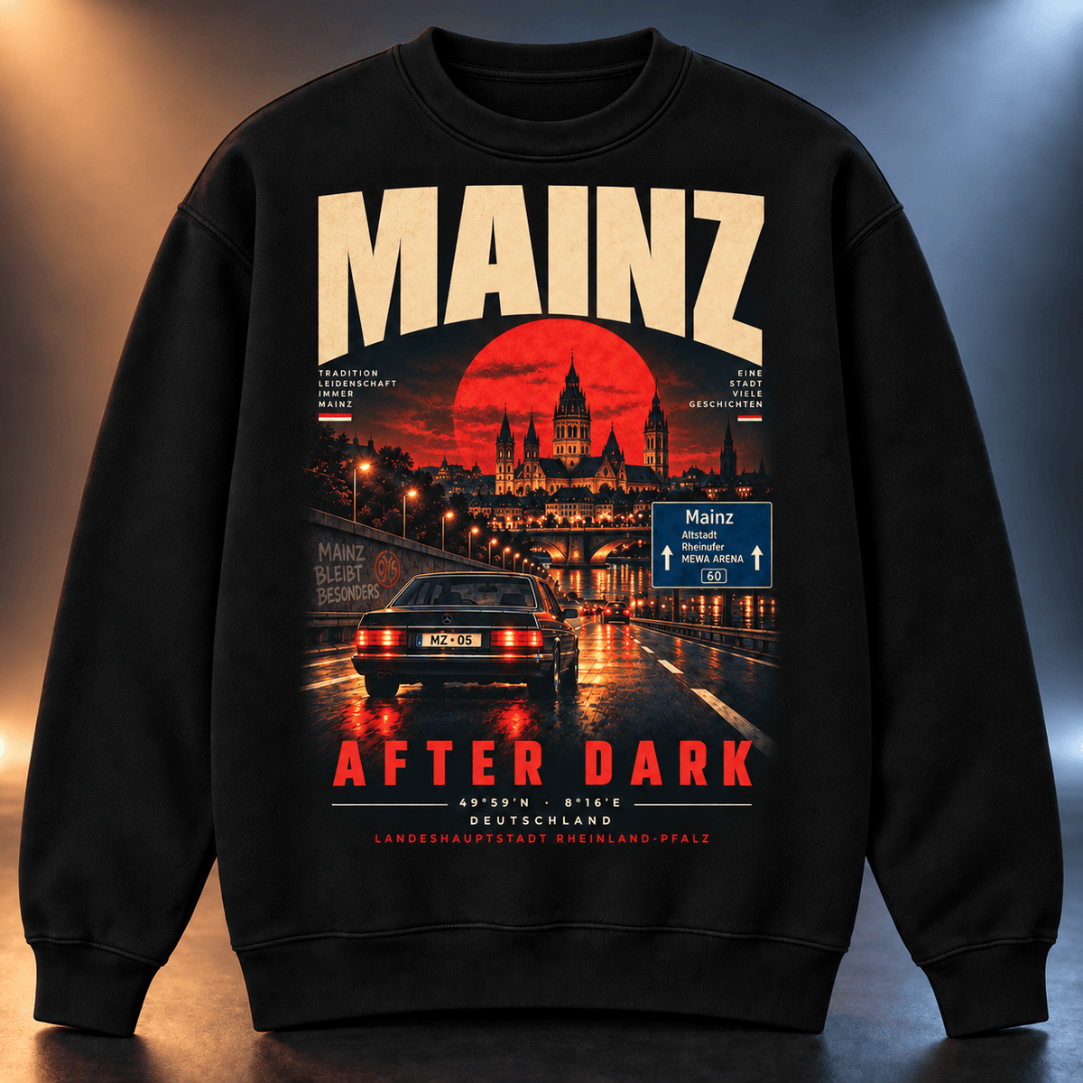 Mainz 05 After Dark Sweatshirt – Vintage Cityscape Crewneck