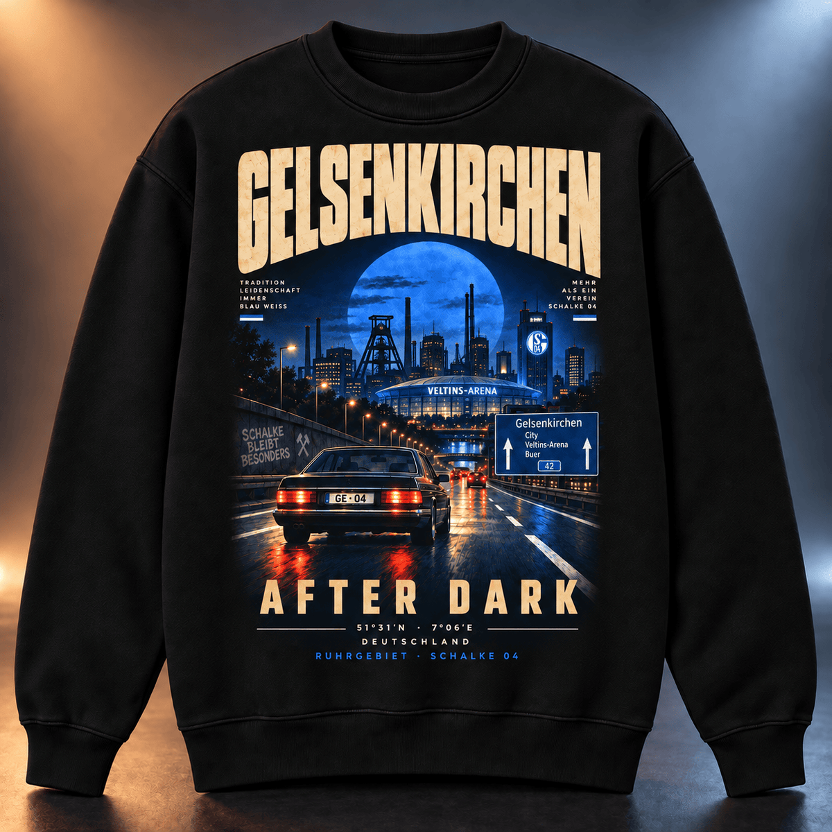 Schalke 04 After Dark Sweatshirt – Vintage Cityscape Crewneck