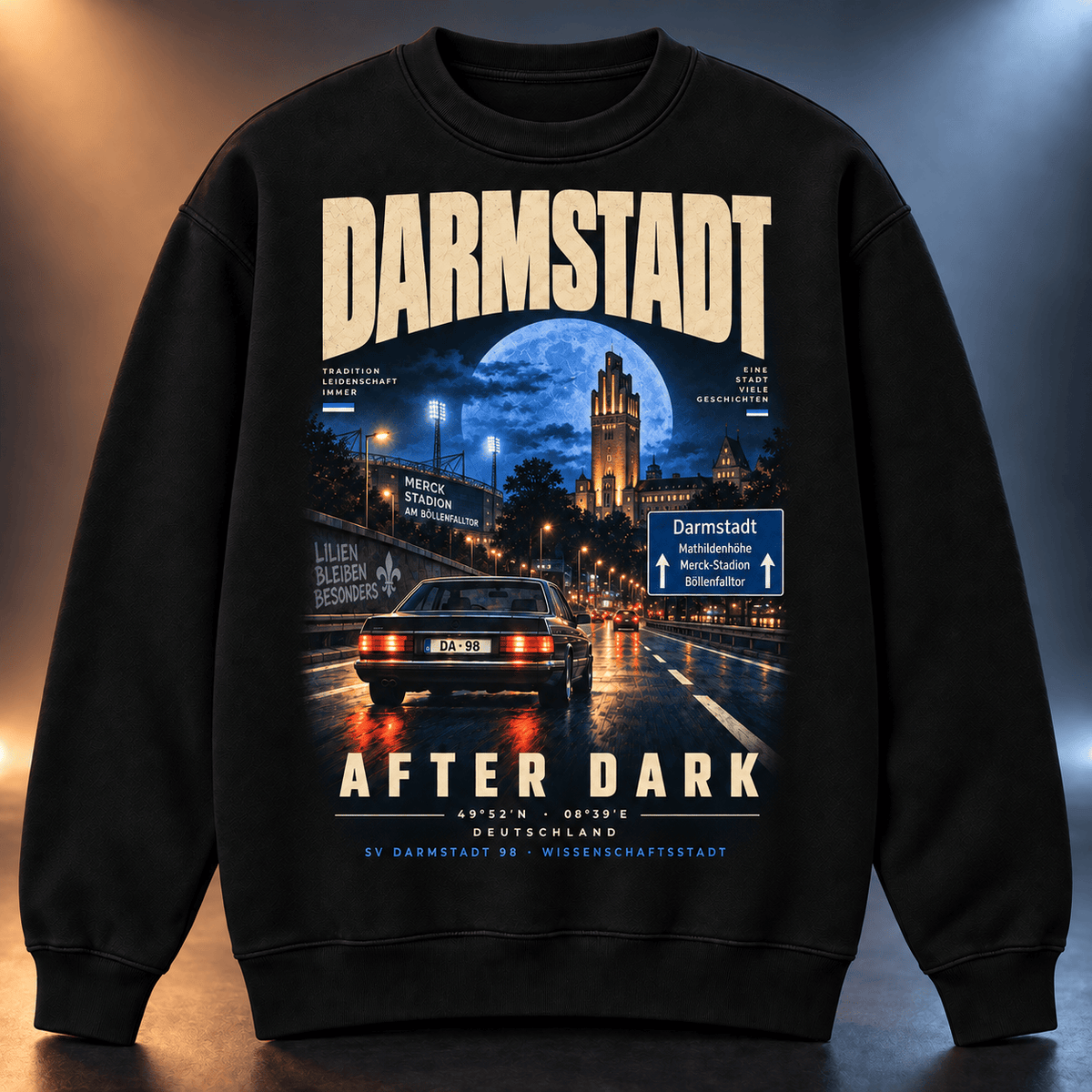 SV Darmstadt 98 After Dark Sweatshirt – Vintage Cityscape Crewneck