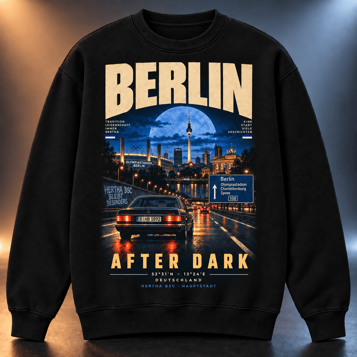 Hertha BSC After Dark Sweatshirt – Vintage Cityscape Crewneck