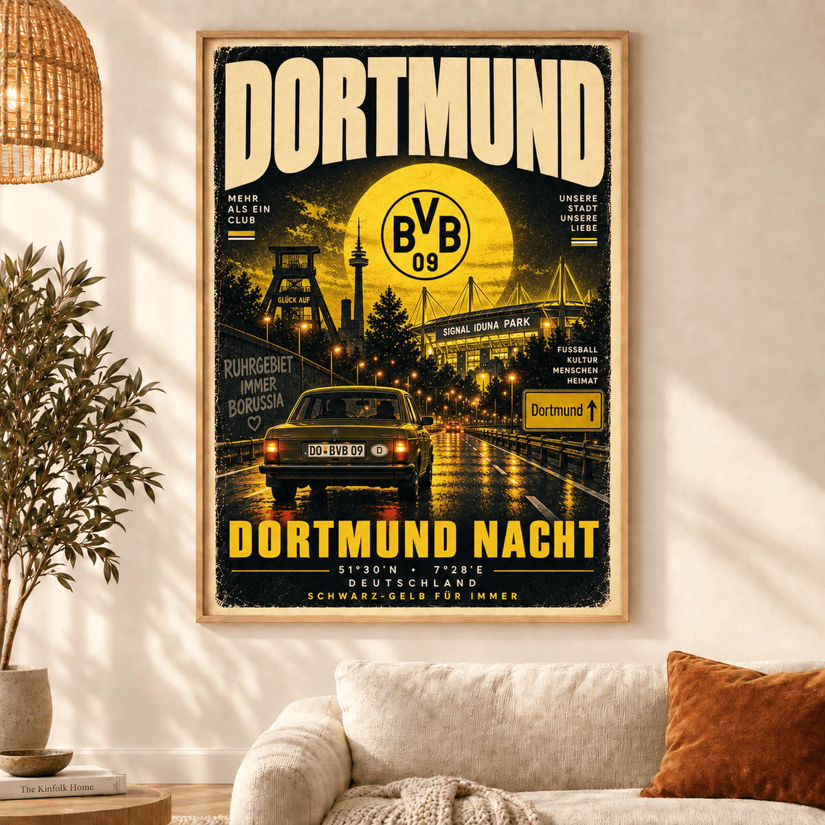 Borussia Dortmund Vintage Football Poster – Retro Stadium & City Wall Art
