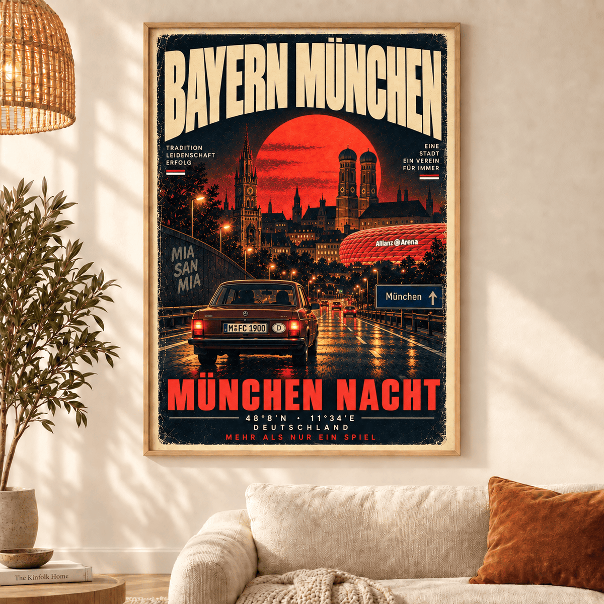 Bayern Munich Vintage Football Poster – Retro Stadium & City Wall Art