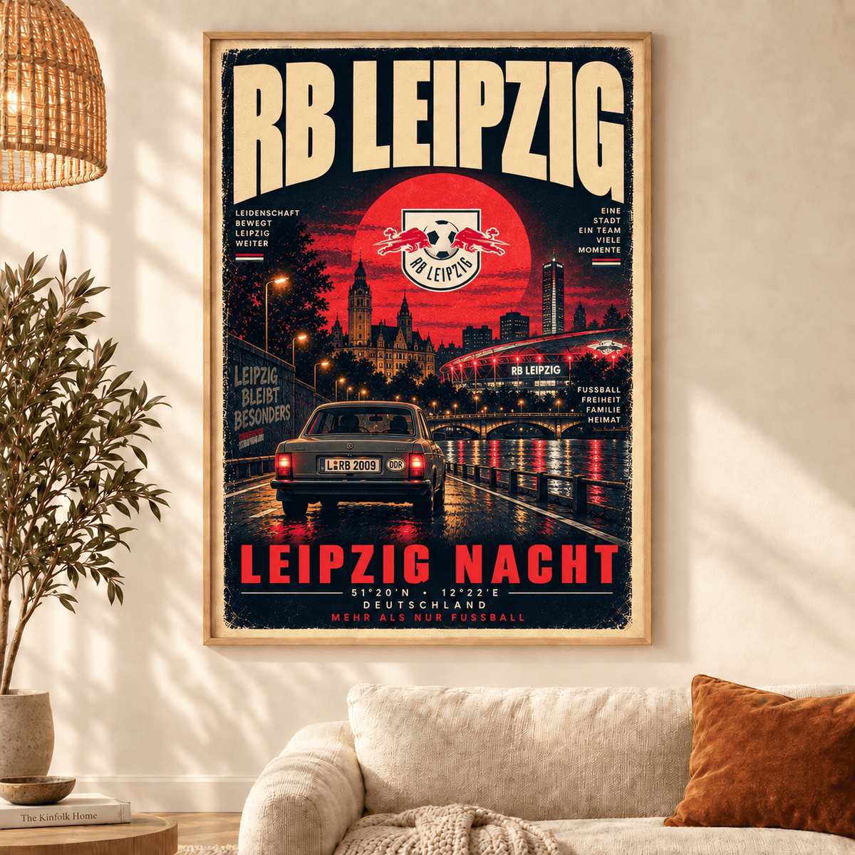 RB Leipzig Vintage Football Poster – Retro Stadium & City Wall Art