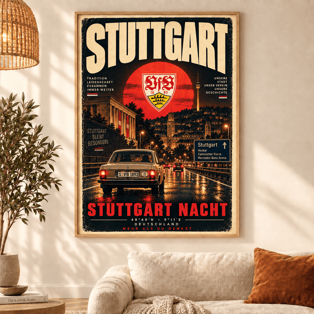 VfB Stuttgart Vintage Football Poster – Retro Stadium & City Wall Art