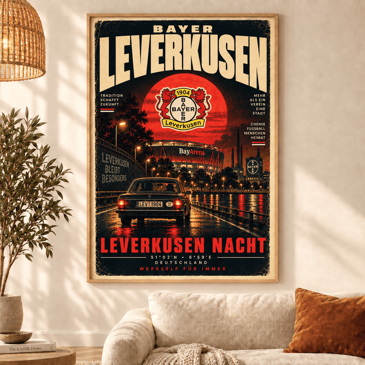 Bayer Leverkusen Vintage Football Poster – Retro Stadium & City Wall Art