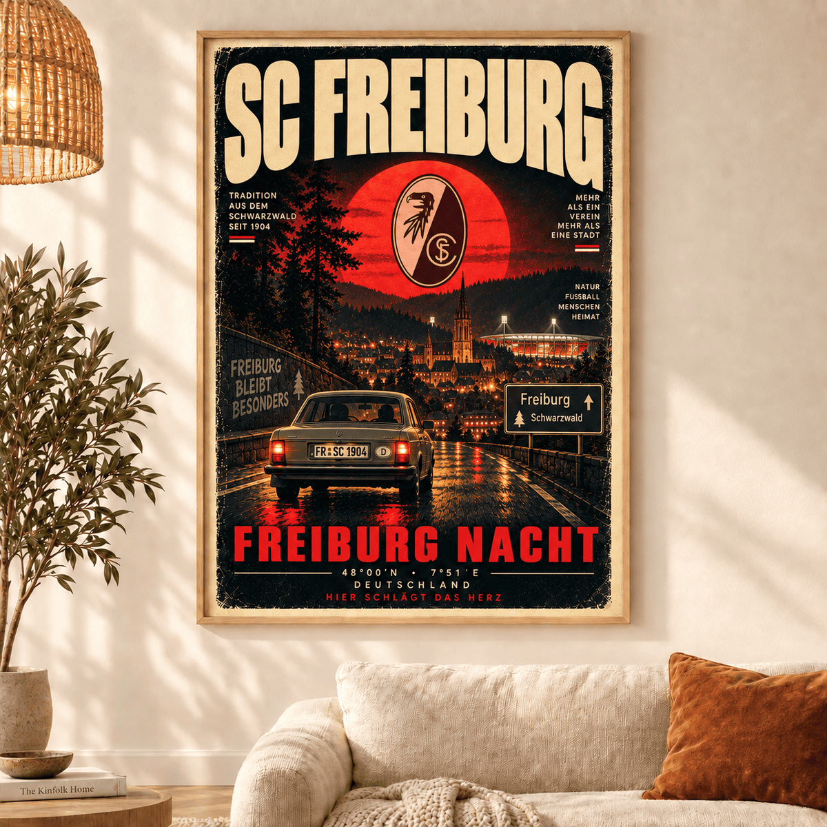 SC Freiburg Vintage Football Poster – Retro Stadium & City Wall Art