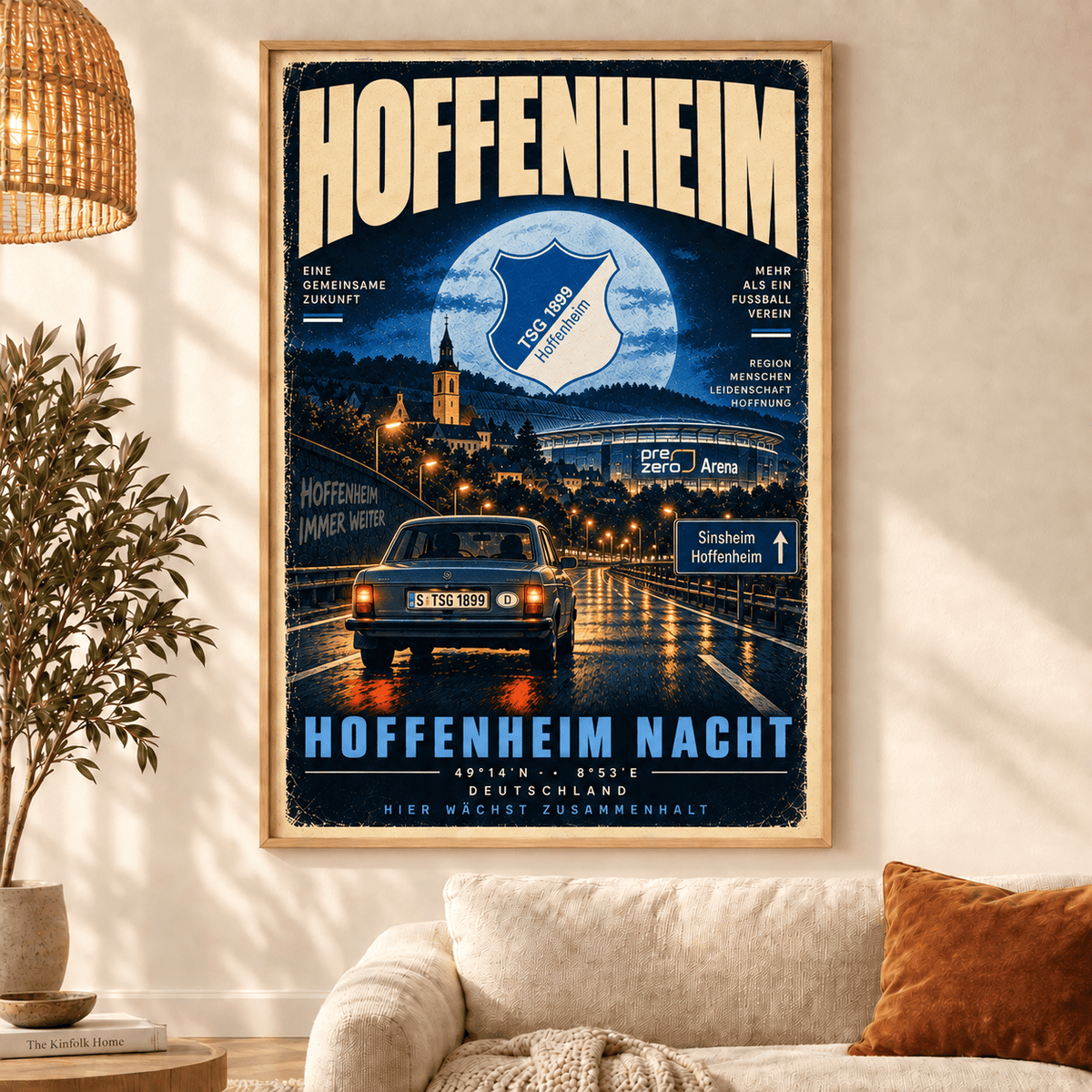 TSG Hoffenheim Vintage Football Poster – Retro Stadium & City Wall Art