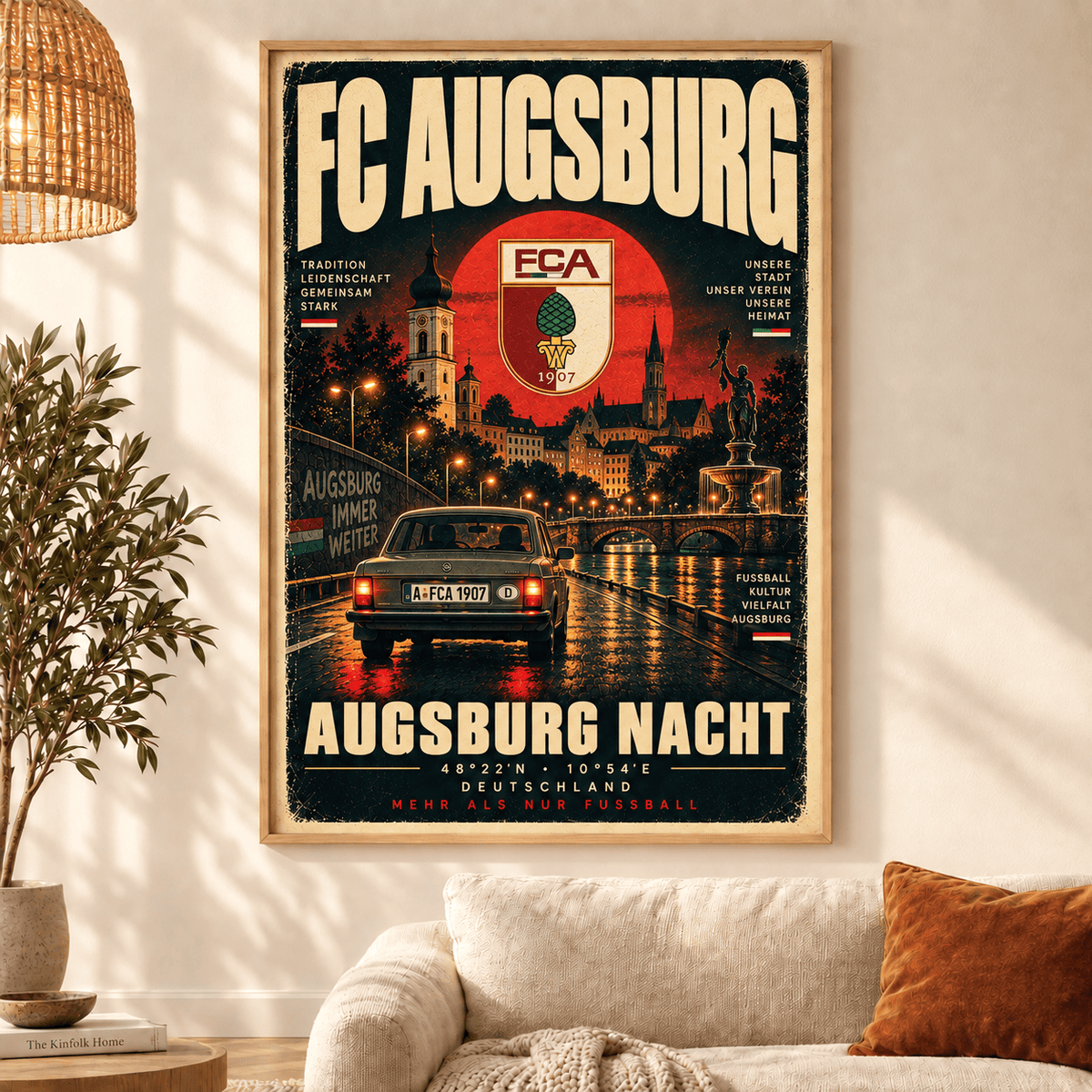 FC Augsburg Vintage Football Poster – Retro Stadium & City Wall Art