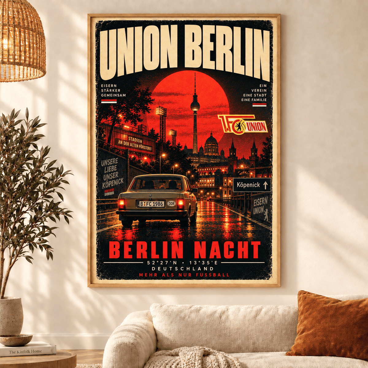 Union Berlin Vintage Football Poster – Retro Stadium & City Wall Art