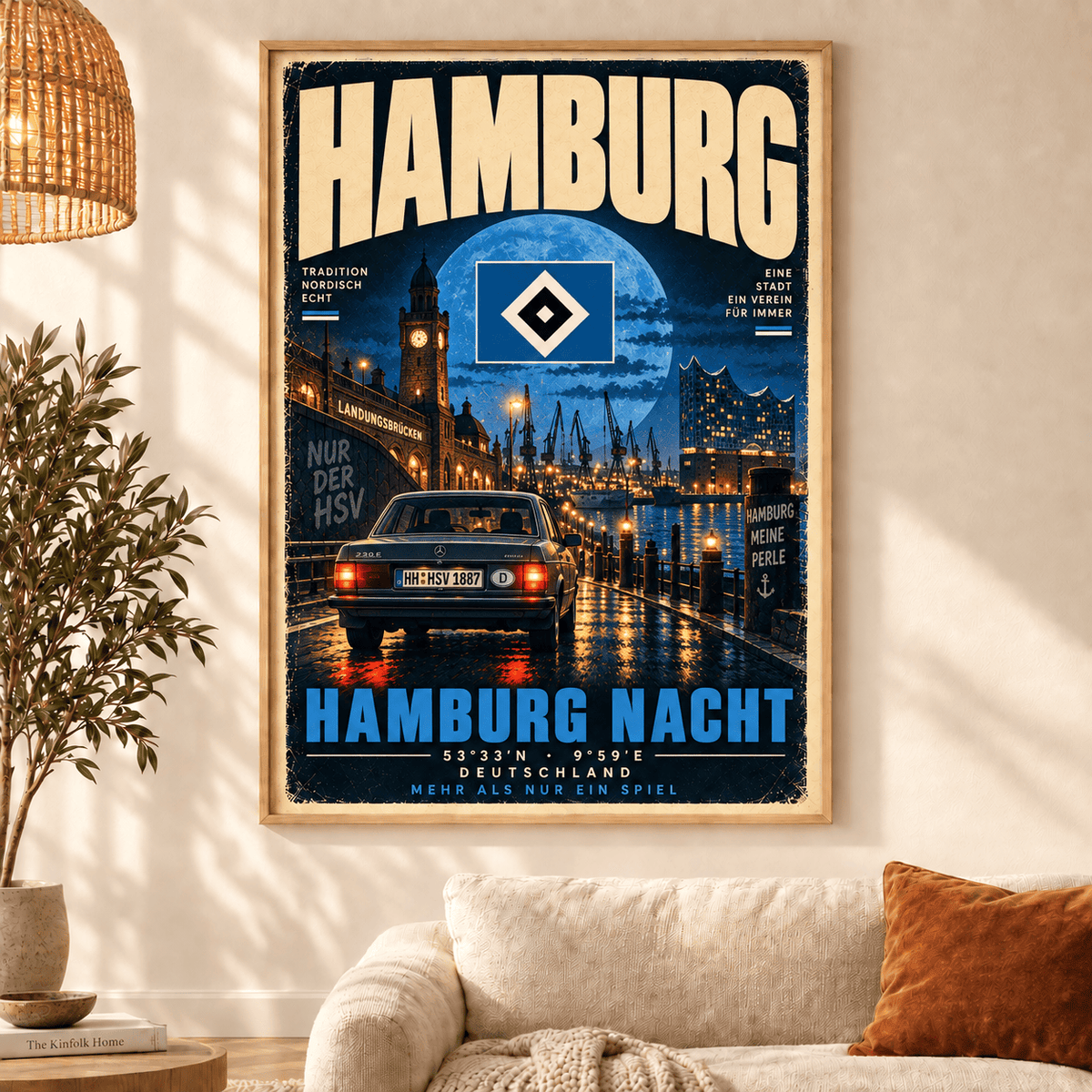 Hamburger SV Vintage Football Poster – Retro Stadium & City Wall Art