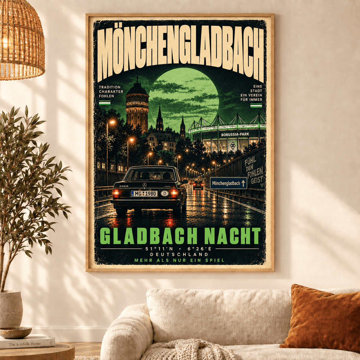 Borussia Mönchengladbach Vintage Football Poster – Retro Stadium & City Wall Art