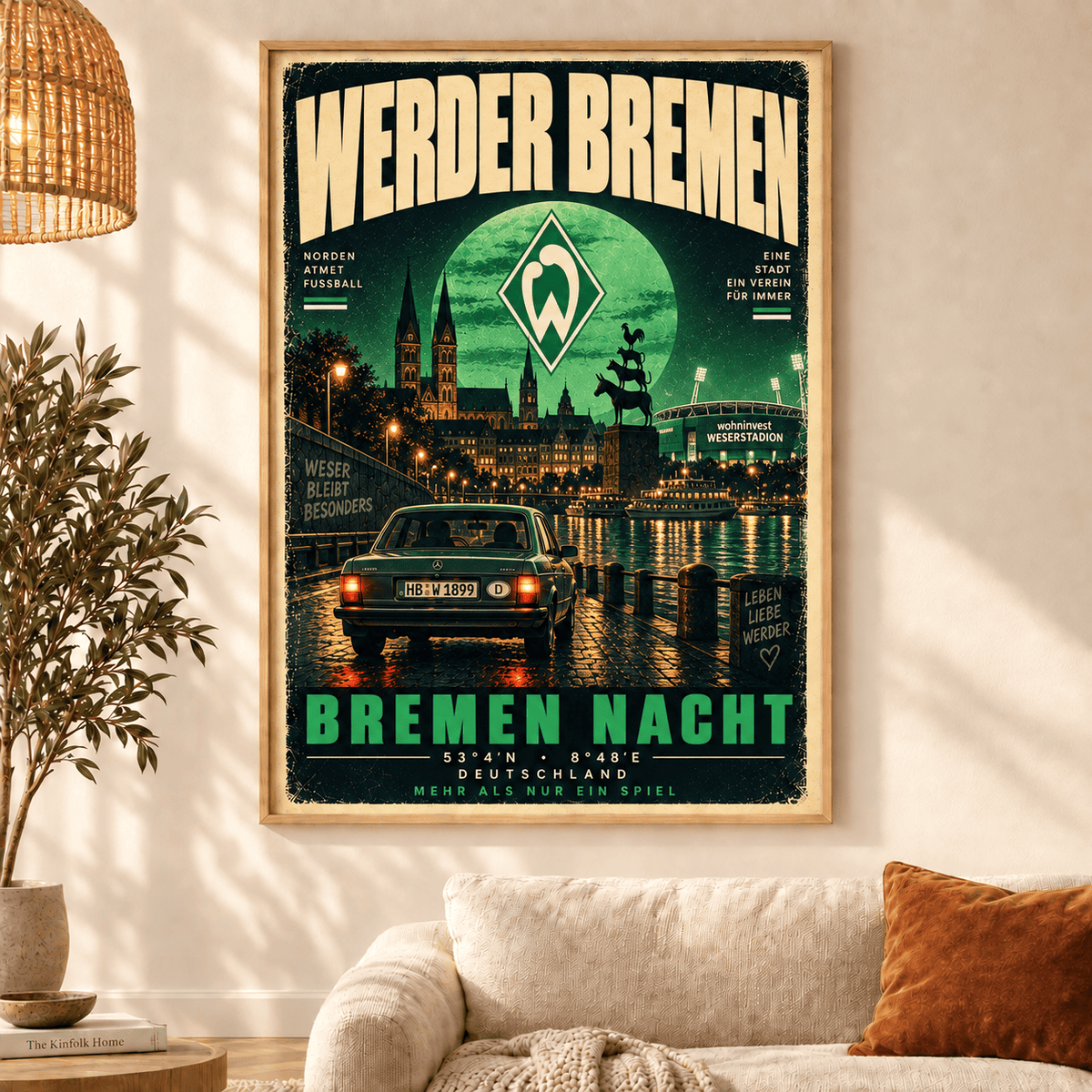 Werder Bremen Vintage Football Poster – Retro Stadium & City Wall Art